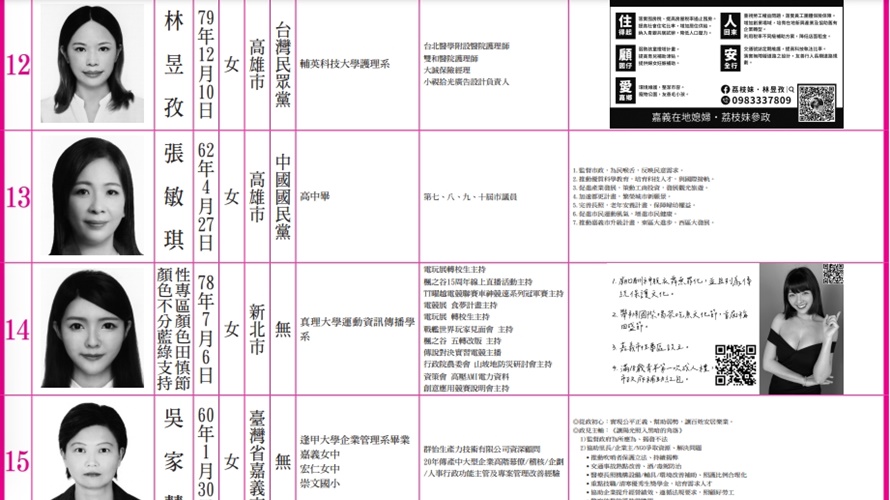 嘉義市議員候選人政見照引討論。（圖／取自中選會）